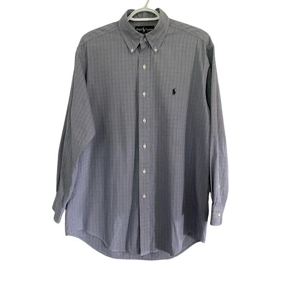 Ralph Lauren Blue Label Other - Ralph Lauren Yarmouth Cotton Pinpoint Oxford Button Up Down Blue Plaid 15.5-32